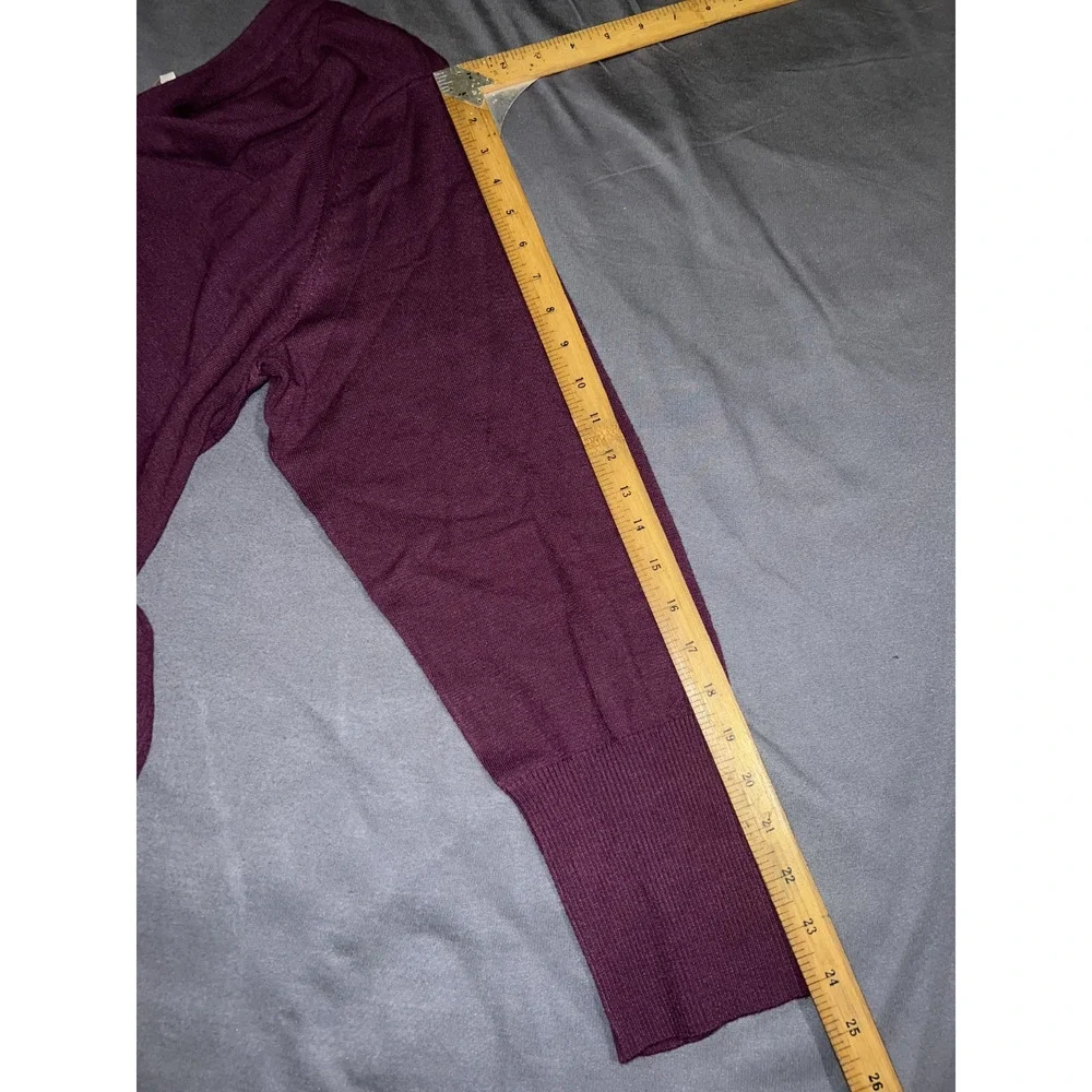 SOFT SURROUNDINGS Sweater Plus Size 2X/3X Burgundy Ribbed Trim/Hem LS Knit Top